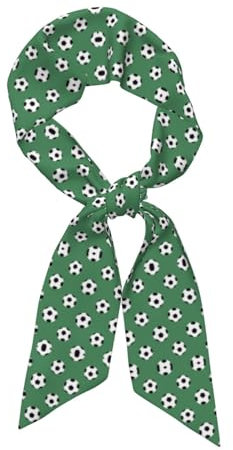 Langer Fußball-Seidenschal (Satin-Stoff) Damenmode Kopftuch Schal Mode-Accessoires, Schwarz , Einheitsgröße