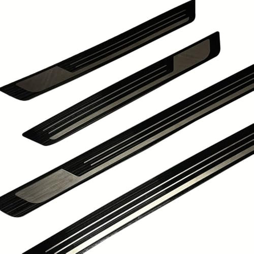 yinmeichun 4 Strips Car Door Sill Protector for V-W POLO 2005-2023 2024 2025, Car Outer Door Sill Protector Kick Plates -Welcome Pedal Protector Cover, Easy to Use Car Accessories,A-black