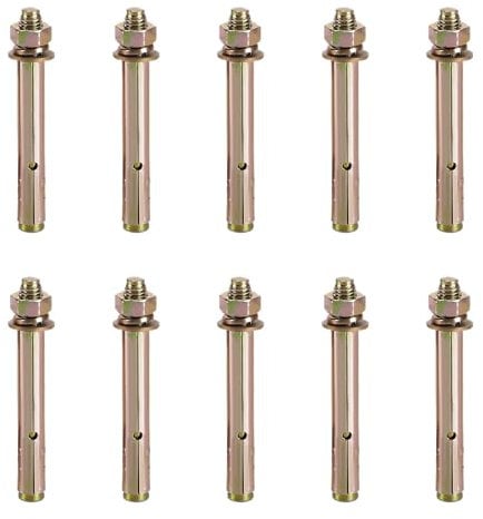 10 Pcs concrete bolts, Hex Bolt Sleeve Concrete Anchor, Easy Installation and Secure Hold, Durable Carbon Steel Concrete Boltss, for Wall Fixings