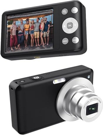 4K Digitalkamera 64MP mit 10X Optischem Zoom, 3 Zoll Bildschirm, WiFi Übertragung, Autofokus, 2X Digitalzoom, Blitz, Kompaktkamera für Fotografie & Vlogging (Black)
