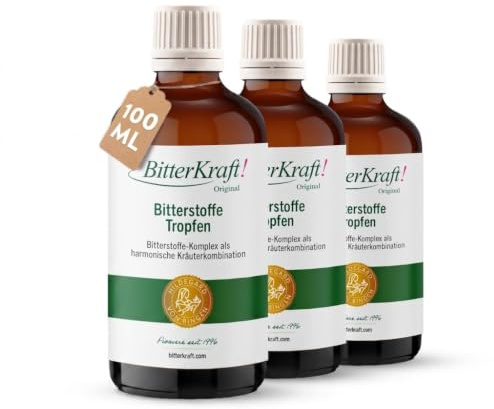 BitterKraft! Original BIO Bitterstoffe Tropfen 3x100 ml – nach Hildegard von Bingen – 9 erlesene Bitterkräuter - Verdauungsfördernd – hochdosierte Bittetropfen - 100% Natur – Vegan – Made in Germany