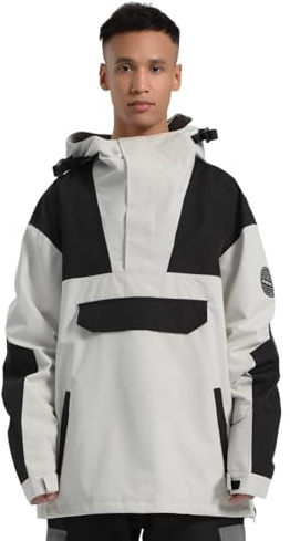 GSOU SNOW Herren Baggy Snowboardjacke Winddichte Isolierte Skijacke Anoraks | 15K Wasserdicht, Atmungsaktiv, Unisex Color-Block-Jacke, Verstellbare Kapuze & Manschetten, Mehrere Taschen, Schneefang