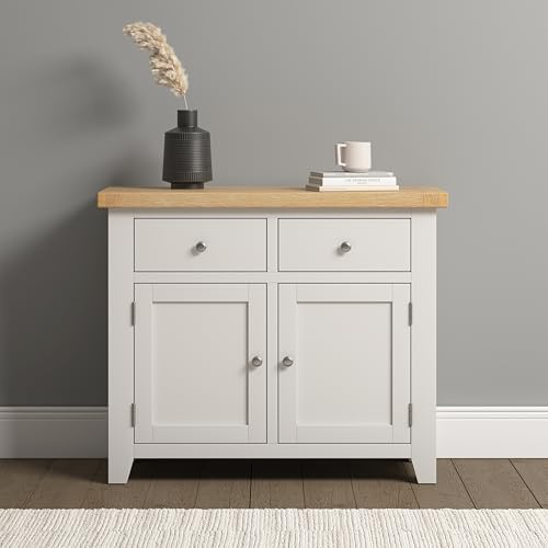 Seconique Windsor Fully Assembed 2 Door 2 Drawer Sideboard in Ivory/Oak