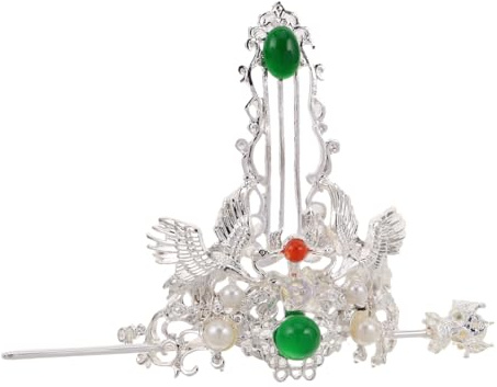 PENIKOKO Vintage Chinesische Haarspange für Damen Haarschmuck mit Blumen und Perlen Antike Haarkrone aus Haarstäben Chinesische Haarnadeln für Lange Hochsteckfrisuren Asiatischer