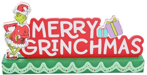 Christmas Grinch Plaque Decoration Mantel Ornament MDF - Grinch Merry Grinchmas