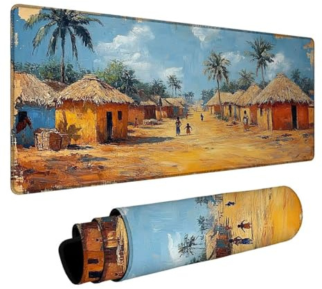 Tapis de Souris Afrique Tapis de Souris Gamer Paysage Mouse Pad Bords Cousus Précision et Vitesse Améliorées pour Decoration Maison Bureau Pc Portable Clavier sans Fil 300 x 600 x 3 mm DBYH-4333