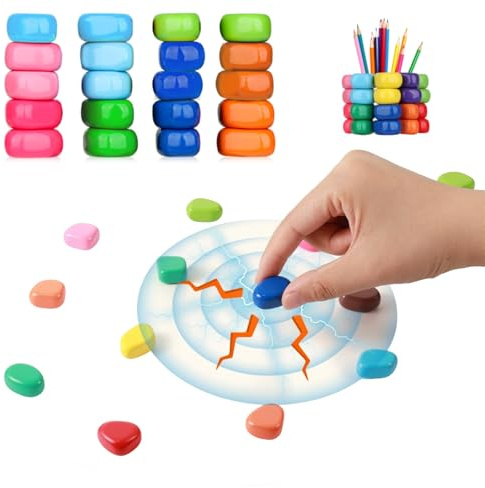 KINDLUME Juego Magnético, Ajedrez Magnético, Juego De Imanes, Game De Imanes y Cuerda, 20 Piedras Colores con Cuerda, Estrategia Portátil, para Niños, Familia, Viaje, Fiesta