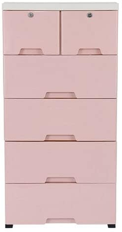 Promachineory Badezimmerschrank Kommode Beistellschrank Aufbewahrung Schrank Standschrank 102 * 50 * 34.8cm mit 6 Schubladen und 4 Räder aus Kunststoff - Rosa