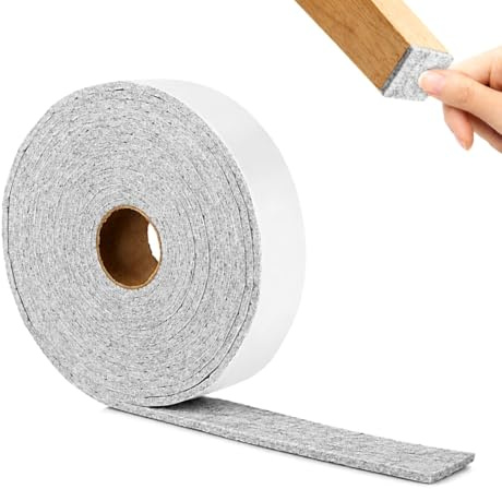 Filzgleiter Selbstklebend Rolle 5m x 4cm x 4mm, Zuschneidbares Filzband für Möbel & Stühle, Möbelgleiter Filz für Parkett & Laminat, Bodenschutz, Kratzschutz & Geräuschdämpfung