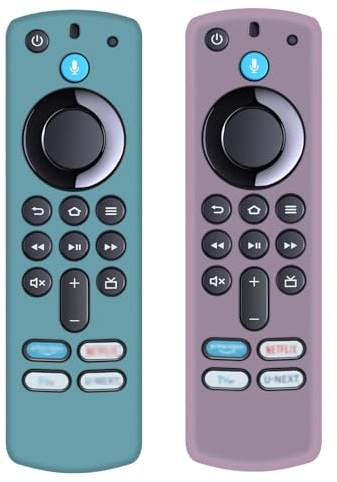 WKOLF (2 Pack) Silicone Protective Remote Cover for Fire TV Stick 4K Alexa Voice Remote 3rd Gen(Silicone,Glow Turquois& Glow Pink)