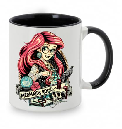 Los Eventos de la Tata. Taza de Princesas Tatuadas (ARIEL con gafas)