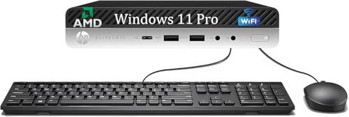 HP EliteDesk 705 G5 Mini Desktop, AMD Ryzen 3 Pro 3200G, 16 GB di RAM, SSD da 256 GB, tastiera americana (QWERTY), WiFi, Bluetooth, Windows 11 Pro (ricondizionato)
