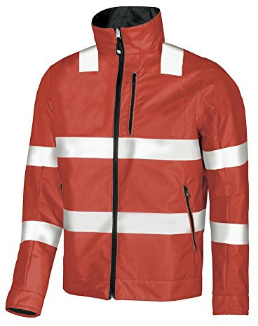 Tuta da uomo U-Power, abbigliamento da lavoro casual, capispalla utility ad alta visibilità, cappotto impermeabile, zip intera, giacca comoda, per ciclismo, corsa (Red Fluo_XL)
