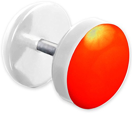 viva-adorno 1 Stück Fake Plug Ohrstecker Edelstahl Acryl weiß mit farbig emaillierter Front Z465