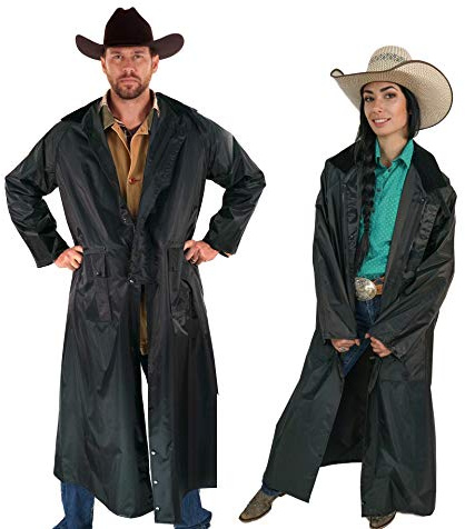 Southwestern Equine American Cowboy Saddle Slicker Rain Coat Duster - 100% impermeabile a tutta lunghezza unisex, nero, XXX-Large