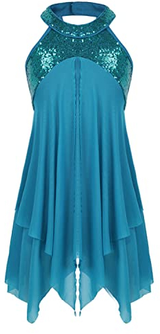 iEFiEL Kinder Mädchen Ballettanzug mit Wickelrock Tüll Rock Ballettkleid Ballett Trikot Body Tanz Kostüm Ballett Outfits Türkis 164
