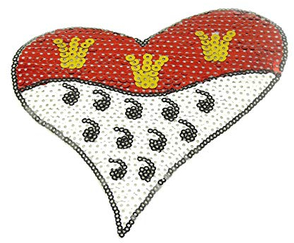 Makotex Bügelbild Pailletten Köln Herz Wappen ca. 17x18,5 cm Karneval Kostüme