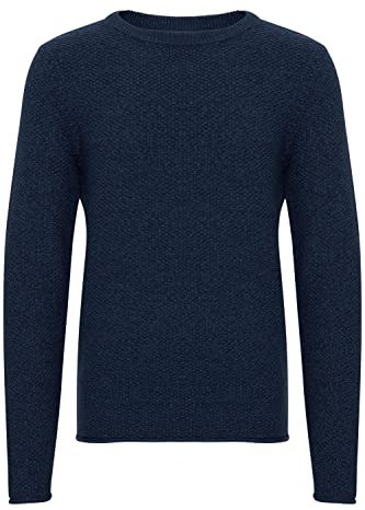 Blend 20712644 Herren Strickpullover Grobstrick Pullover mit Rundhalsausschnitt O-Neck Meliert, Größe:2XL, Farbe:Dress Blues (194024)