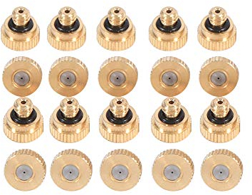 Boquilla de atomización de latón 10/24 UNC, 20 piezas, boquilla roscada para pulverización, nebulizador de jardín, rociador de chorro y niebla, suministros para riego y jardinería