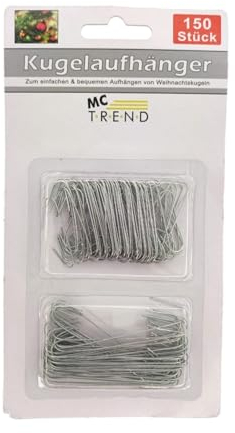 MC Trend - Ganci per palline dell’albero di Natale, colore: argento, 150 pezzi