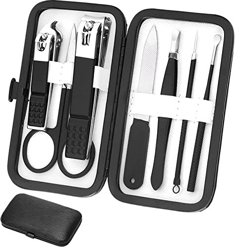 Maniküre-Set, Körperpflege, Nagelknipser, 8-teilig, Edelstahl, Maniküre-Set mit Reiseetui, Geschenk für Männer, Ehemann, Freund, Eltern, Frauen, ältere Menschen