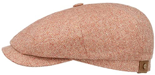 Stetson Hatteras Schirmmütze Ballonmütze Flatcap Fischgratmuster UV 40+ Damen Herren Sommer Winter rot 54 cm