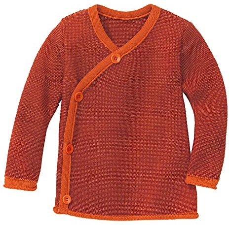 MELANGE-JACKE Baby & Kleinkind - 100% Bio-Merino – atmungsaktiv, angenehm warm & weich, - unisex Gr. 50 - 104 - nachhaltig & fair – mit Wickelverschluss - made in Germany | Orange-Bordeaux Gr. 86-92
