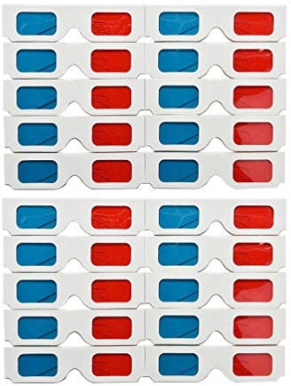 EXCEART 20pcs 3d Glasses 3d Eyeglass 3d Movie Glasses 3d Video Glasses Anaglyph Cardboard Glasses Imax Glasses 3d Printed Glasses Frames Red Glasses High Capacity Sunglasses