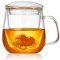 Dopudo Pavillion Glass Tea Cup with Infuser and Lid, 17.6oz/520ml Borosilicate Glass Large Mug for Loose Leaf & Blooming Tea, Clear