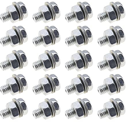 ECSiNG 20Pcs Bicycle Cable Anchor Bolts 6mm with Nuts and Washers for BMX Cross Bike Electric Bike Foldable Hybrid Kids Mountain Racing Trekking Bike Cycling Accessories Hex Head Screw