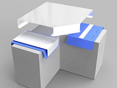 Alu-Mauerabdeckung Komplettsystem - Ecke 90° inkl. 2x Schnapphalter und 1x Stoßblech - Größe: XS, Farbe: Weiß RAL 9016