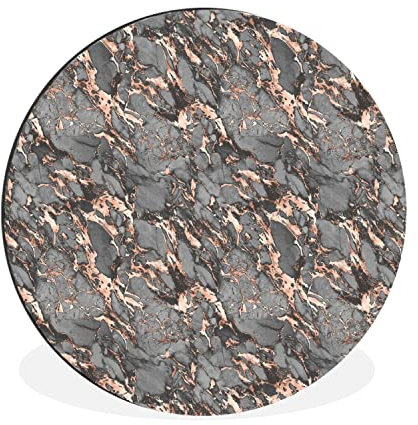 MuchoWow Wandbild Rund Wanddeko Deko Wohnzimmer Bilder 90x90 cm Marmor - Roségold - Steine