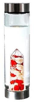 Be Water Glass Crystal Water Bottles - Citrine - Abundance - Amethyst - Clarity - Rose Quartz - Harmony (Vitality - Magnesite, Red Jasper)