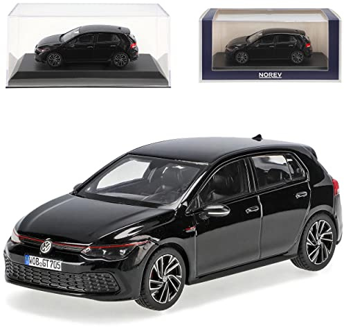 Volkwagen Golf VIII G*T*I 5 Türer Schwarz 8. Generation Ab 2019 1/43 Norev Modell Auto mit individiuellem Wunschkennzeichen