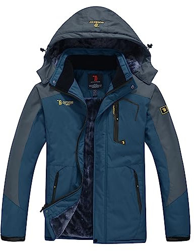 YSENTO Herren Skijacke Winterjacke Softshelljack Wasserdicht Warm Gefüttert Outdoor Funktionsjacke mit Abnehmbarer Kapuze(02 Blau,XL)