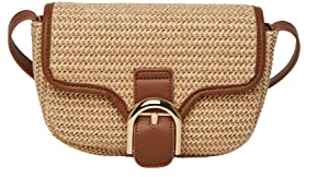 PIECES Pcluna Straw Cross Body, Sac Femmes, Nature/détail : Cognac, Taille Unique