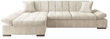 Mirjan24 Ecksofa Malwi Cord mit Regulierbare Armlehnen, L-Form Sofa mit Schlaffunktion und Bettkasten, Design Eckcouch, Wohnlandschaft, Couch (Poso 100, Seite: Links)