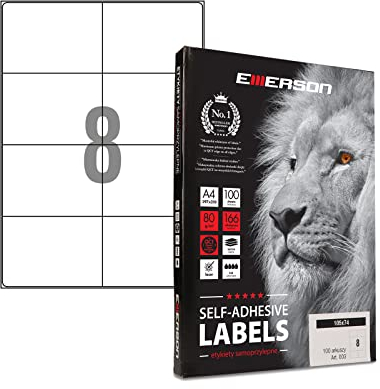 Emerson 105 x 74mm, 8 Stück/Blatt, 100 Blatt A4 Universal selbstklebende Etiketten Etiketten Selbstklebend Aufkleber zum Beschriften Etiketten zum Beschriften Aufkleber für den Etikettendruck