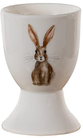 Clayre & Eef Eierbecher 40 ml Beige Braun Porzellan Kaninchen Eierhalter