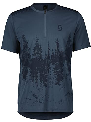 Scott Trail Flow Zip Fahrrad Trikot kurz Metal blau 2023: Größe: L (50/52)