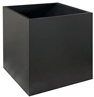 GZLVSOW Pflanzkübel Garten Schwarz Matt Blumenkasten aus verzinktem Metall schwarz pulverbeschichtet Pflanzkübel für Innen und Außen, Gewerbe und Wohn (L61*W61*D61)
