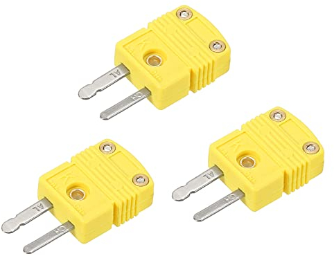 sourcing map 3Stk K Typ Thermoelement Draht Steckverbinder Stecker Steckdose Adapter Hohe Temperatur 220°C(428°F) für Thermoelement Sensor Fühler Gelb