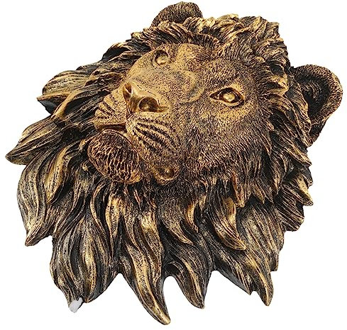 Garneck Bronze Löwenkopf Imitiert Löwenkopf Wandbehang Afrikanische Statuen Skulpturen Tierkopf-Statue Tierkopf-skulptur Löwenkopf Wandhalterung Europäisch Und Amerikanisch Anhänger Harz