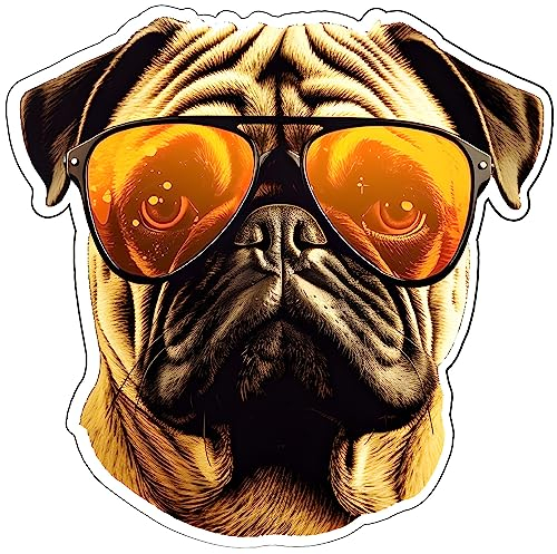 Samunshi Mops mit Sonnenbrille Aufkleber Autoaufkleber für Motorrad Fahrrad Roller oder Auto Sticker Fahrrad MTB Mountainbike Rennrad Hund Dog (30x30cm Mops mit Sonnenbrille)