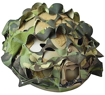 Taktischer Helmüberzug aus atmungsaktivem Netzgewebe, für Outdoor, Airsoft, Paintball, taktische Militärausrüstung, Kampf, schnelle Helmabdeckung, Größe M/L (Netzgrün, Tarnmuster)