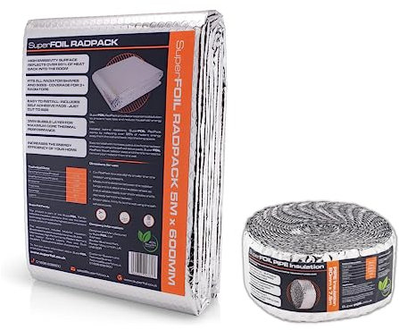 SuperFOIL Radpack and Pipe Insulation Bundle - Radiator Reflector Foil and Pipe Lagging DIY Insulation