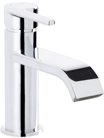 'aquaSu® Waschtischarmatur mit Schwallauslauf Tura, inklusive Excentergarnitur, langlebige Keramikkartusche, Standard-Montage, Messingkern, verchromt, 798488