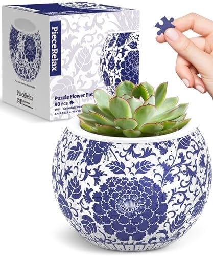 PieceRelax 3D Puzzle Blumentopf – Oriental Floral Ornament | 80 Kunststoffteile | DIY-Pflanztopf zum Selbstbauen | Entspannendes Geschenk für Pflanzenliebhaber [K1101]