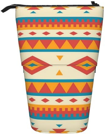 FLYIFE Niedliches Schwein-bedrucktes Steh-Federmäppchen, Teleskop-Stifttasche – niedliches Federmäppchen mit Stifthalter und Make-up-Tasche für Studenten, Schule, Büro, Universität, Indianer,