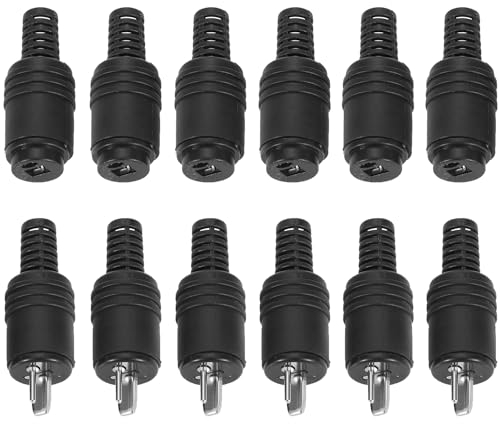 Greluma 12 Piezas Enchufes/enchufes de Altavoz DIN de 2 Pines con terminales de Tornillo, Conector de Cable de Altavoz HiFi Macho/Hembra de 6 Pares, sin Soldadura